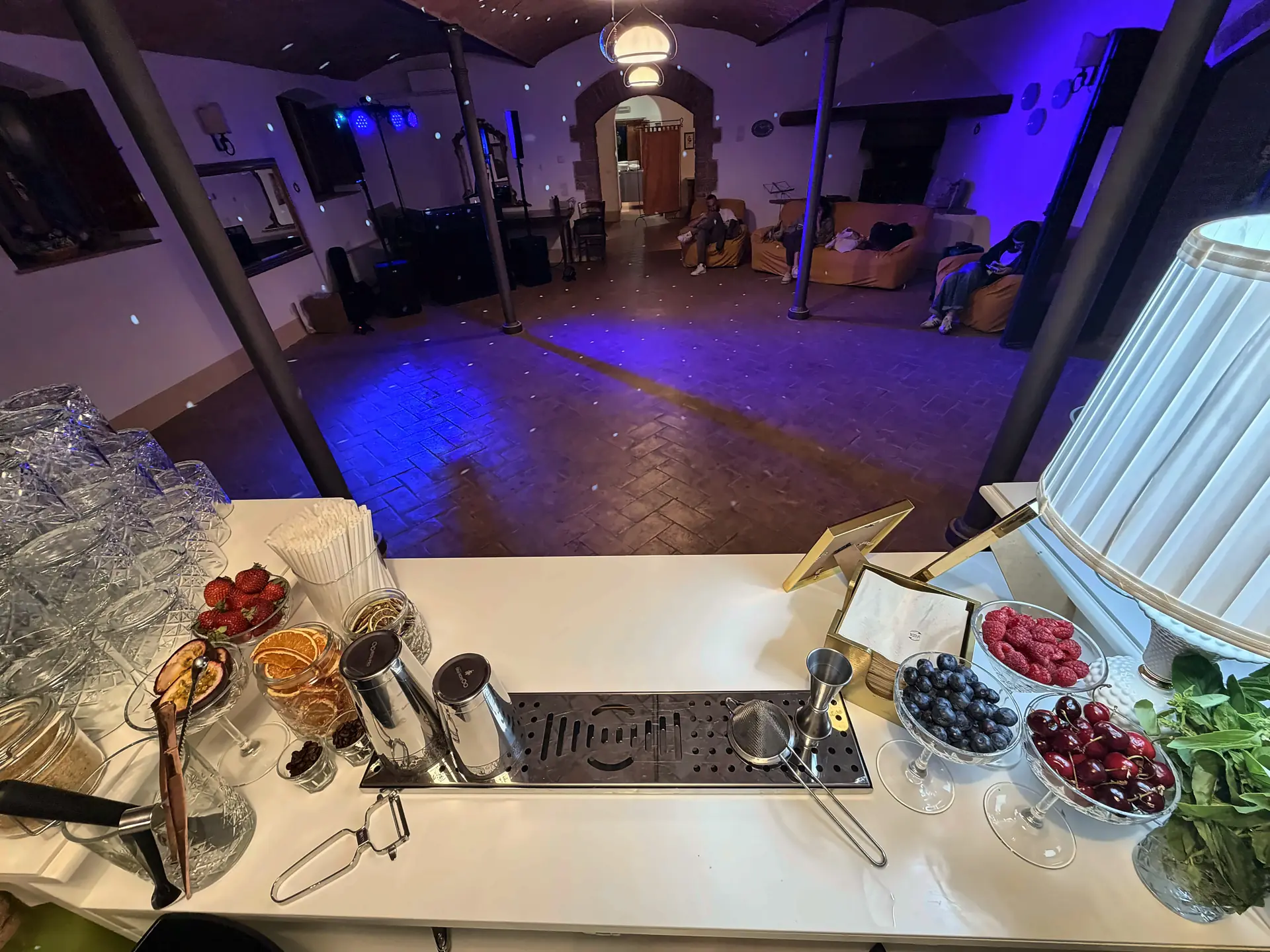 Garnish station at the party at Podere Lamone, Val d'Orcia