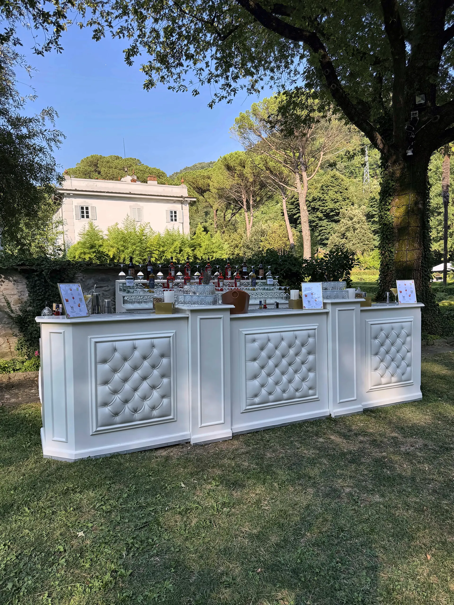 Just Drink bar counter set up for a villa event in Tuscany