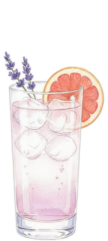 Illustration of the Lavender Lemonade mocktail