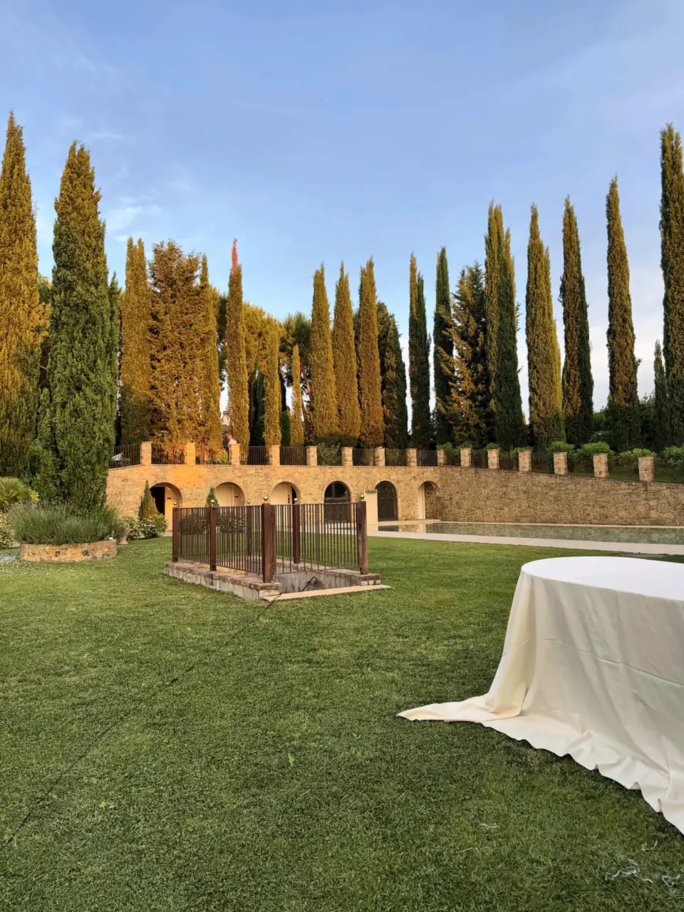 The cypress garden and battlements of Tenuta Tegolato