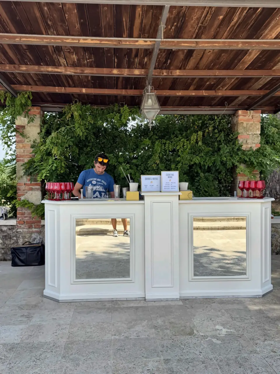 Mirror-panelled bar at Villa Fabbri