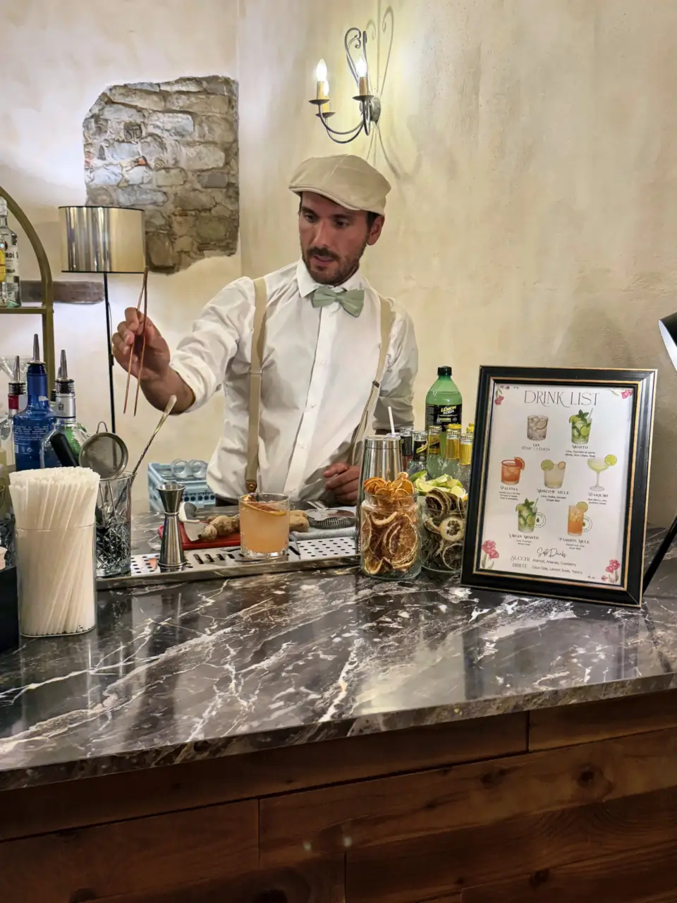 Cocktail being made at the marble bar